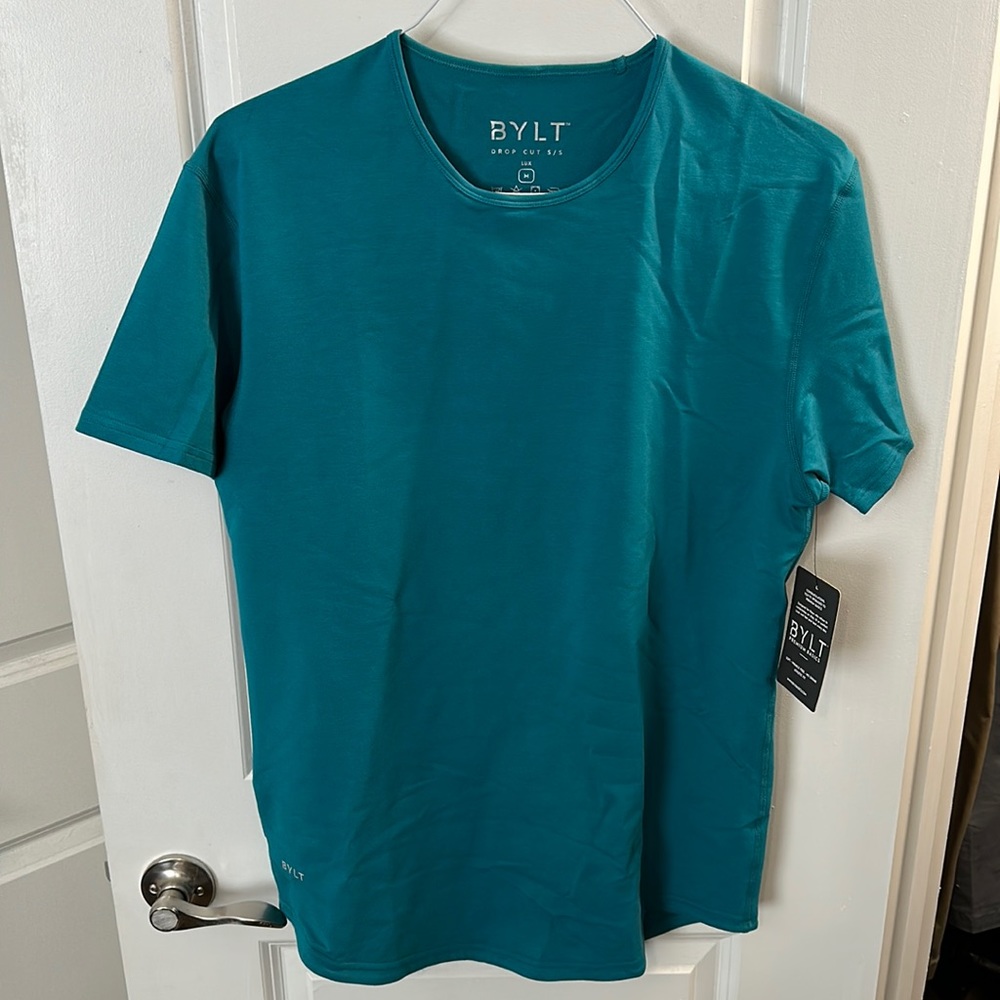 BYLT Lux Drop Cut T-Shirt Turquoise Medium with Tag